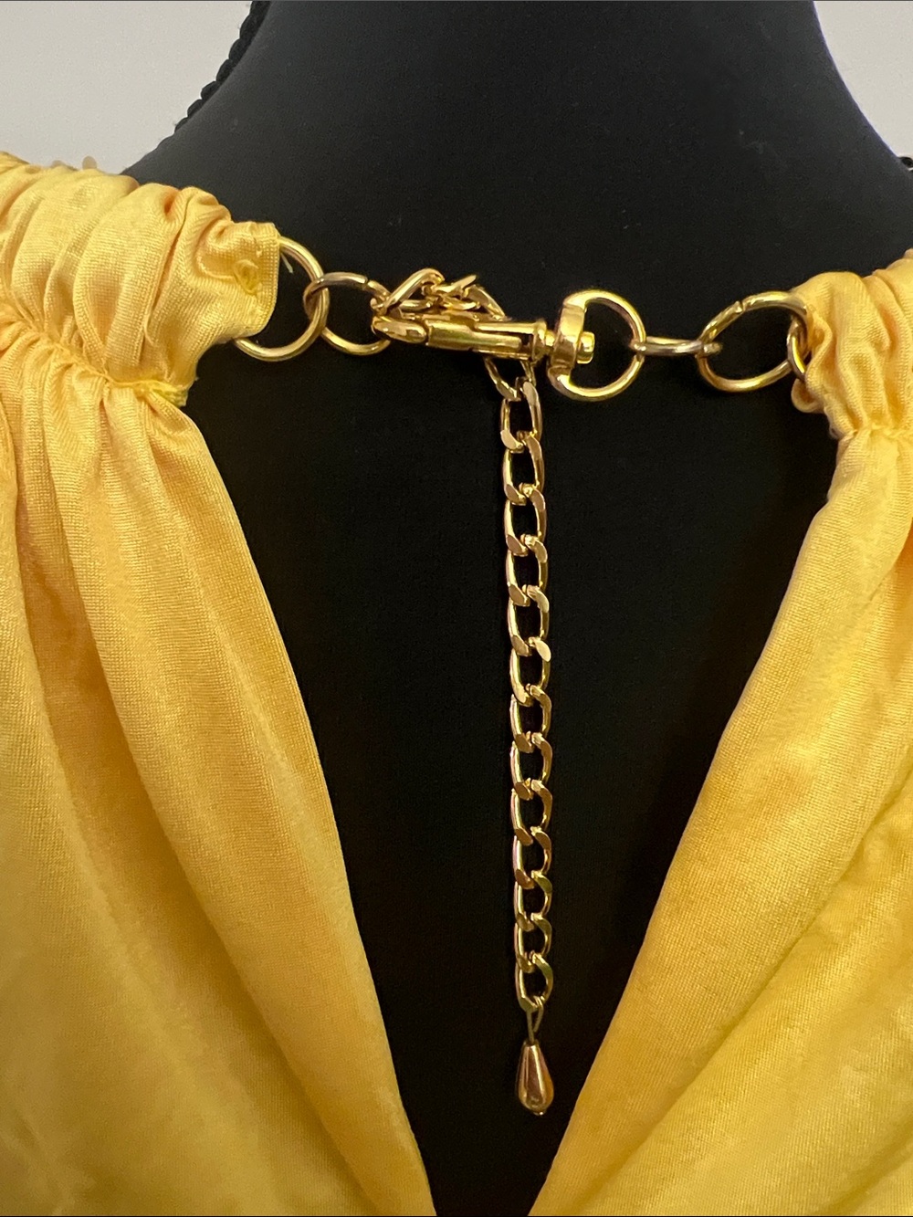 Cache Yellow Ruched Halter Tank with Gold Chain Detail - Picture 5 of 9